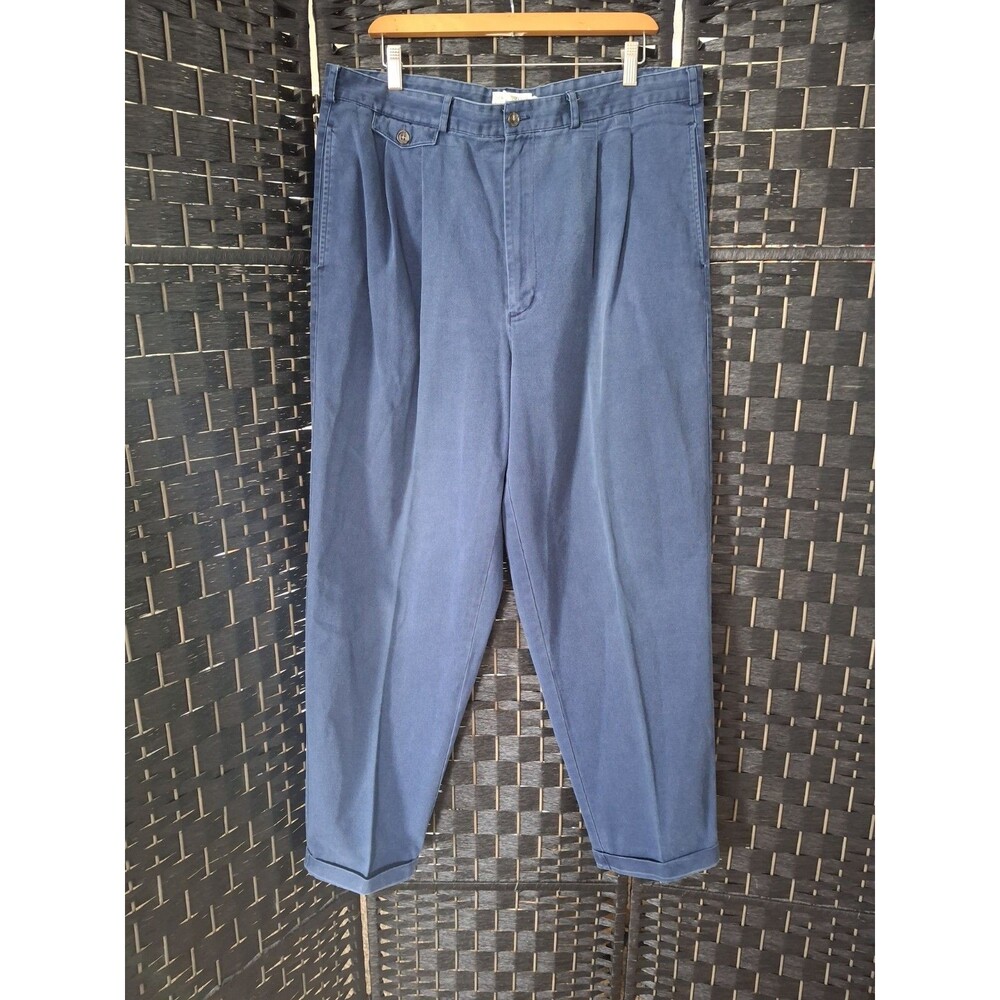 Vintage Banana Republic Safari Travel Pants Mens 38x32 Pleated Navy Blue 90s Y2K